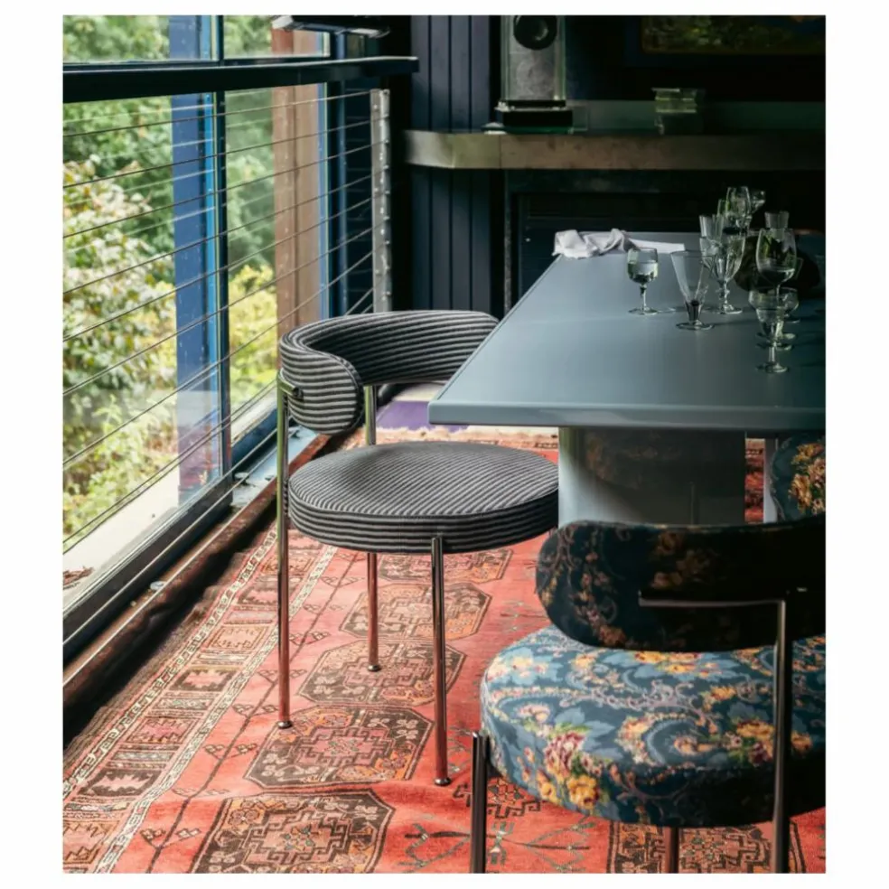 Chaise Libera en tissu rayé | Bleu nuit