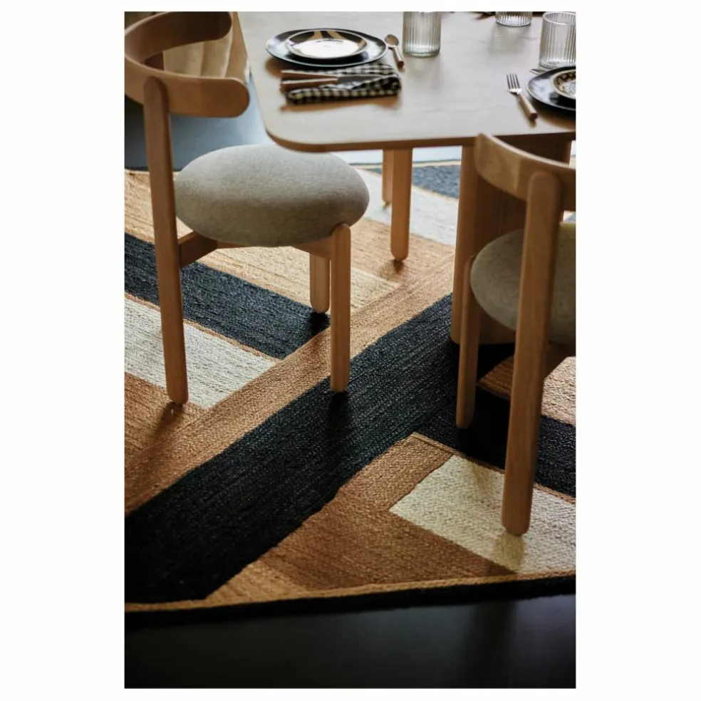 Chaise Lilas en bois, assise en lin | Crème