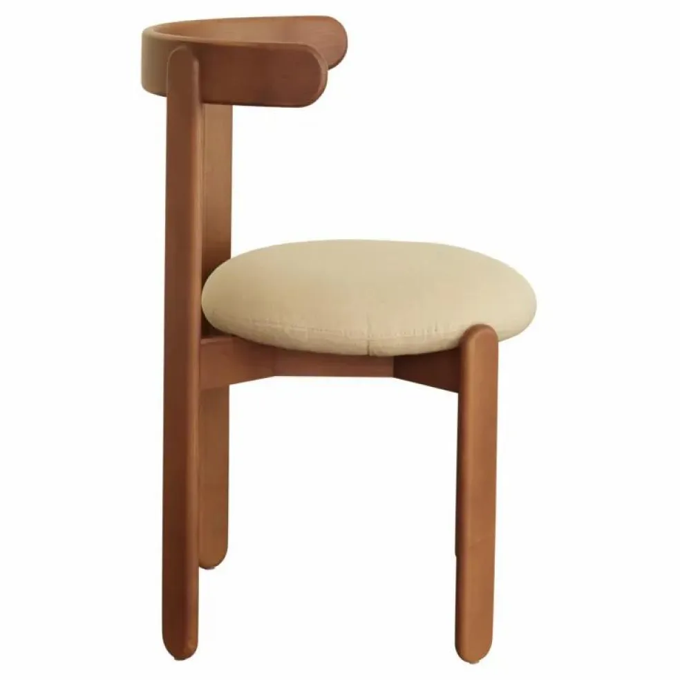 Chaise Lilas en bois, assise en lin | Blanc cassé