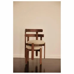 Chaise Lilas en bois, assise en lin | Blanc cassé