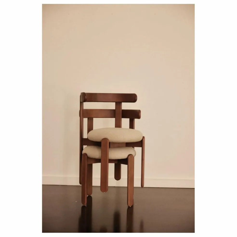 Chaise Lilas en bois, assise en lin | Blanc cassé