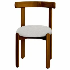 Chaise Lilas en bois finition Teck, assise en bouclette | Crème