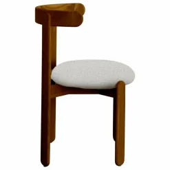 Chaise Lilas en bois finition Teck, assise en bouclette | Crème