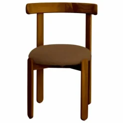 Chaise Lilas en bois finition Teck, assise en lin | Mocha