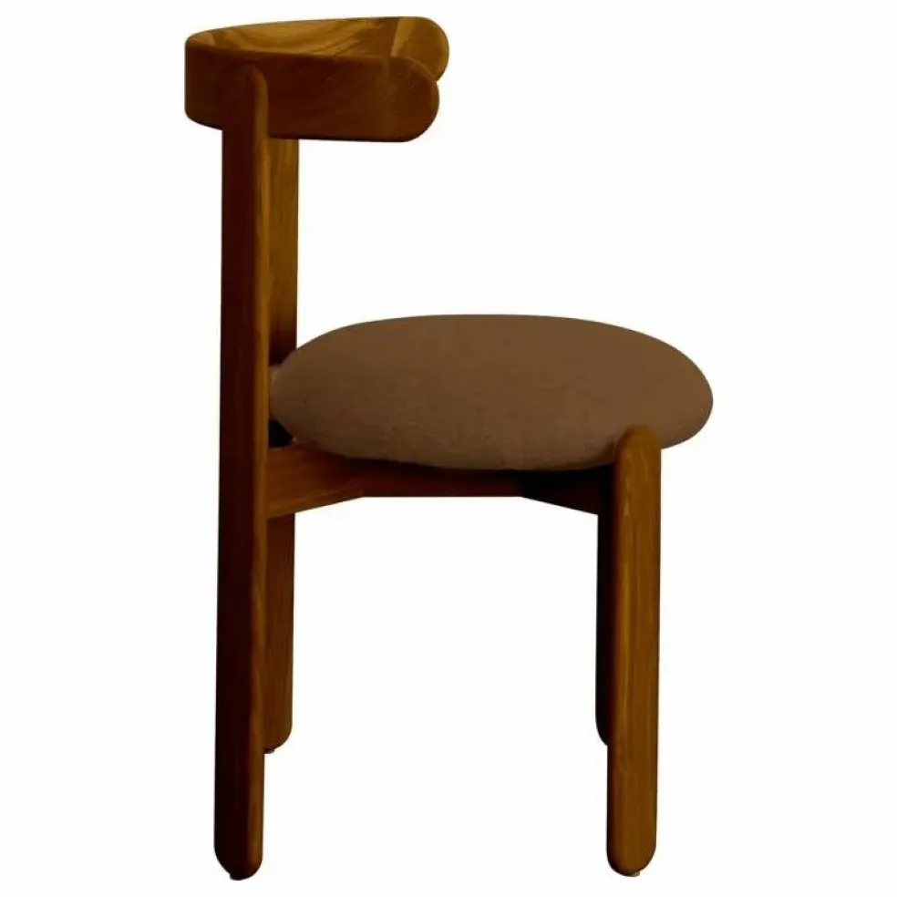 Chaise Lilas en bois finition Teck, assise en lin | Mocha