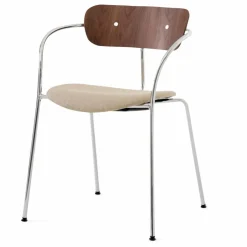 Chaise Pavilion AV4 avec accoudoirs, piètement chromé | Noyer