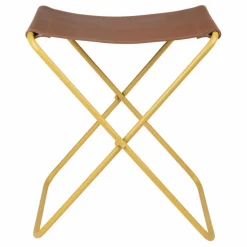 Chaise pliante Nola en cuir | Jaune moutarde