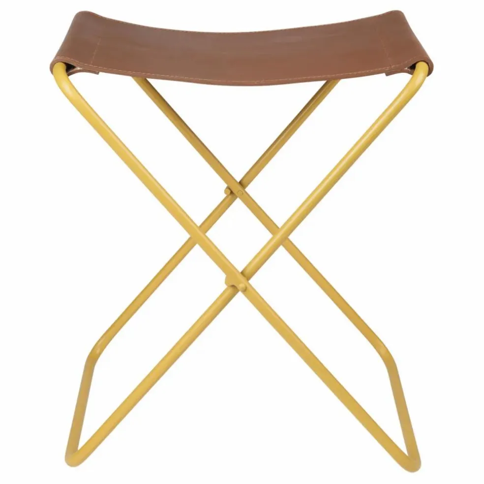 Chaise pliante Nola en cuir | Jaune moutarde