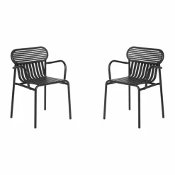 Chaise Week-end avec accoudoirs - Set de 2 | Noir