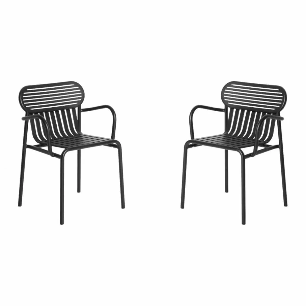 Chaise Week-end avec accoudoirs - Set de 2 | Noir