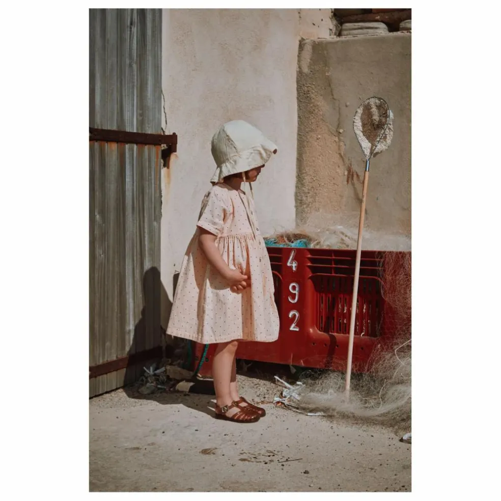 Chapeau Pivoine Double Gaze de Coton Bio | Rose poudré