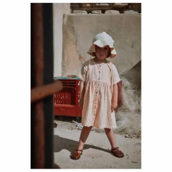 Chapeau Pivoine Double Gaze de Coton Bio | Rose poudré
