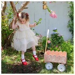 Chariot en rotin Petal | Rose pêche
