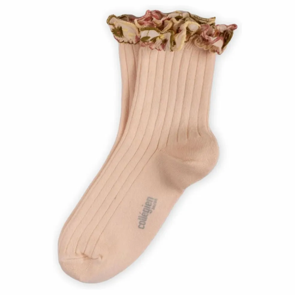 Chaussettes Anémone | Rose poudré