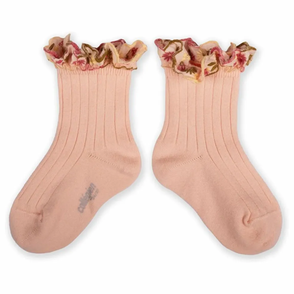 Chaussettes Anémone | Rose poudré