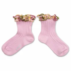 Chaussettes Anémone Fleuries | Rose tendre