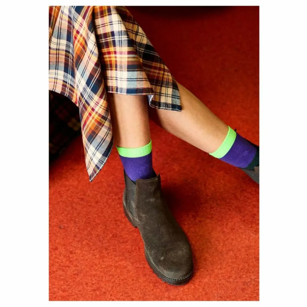 Chaussettes Côtelées Rayées | Vert forêt