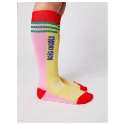 Chaussettes Hautes Rayées Coton Bio | Rose