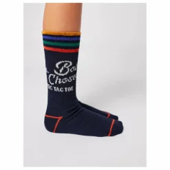 Chaussettes Hautes Tic Tac Toe Coton Bio | Bleu nuit