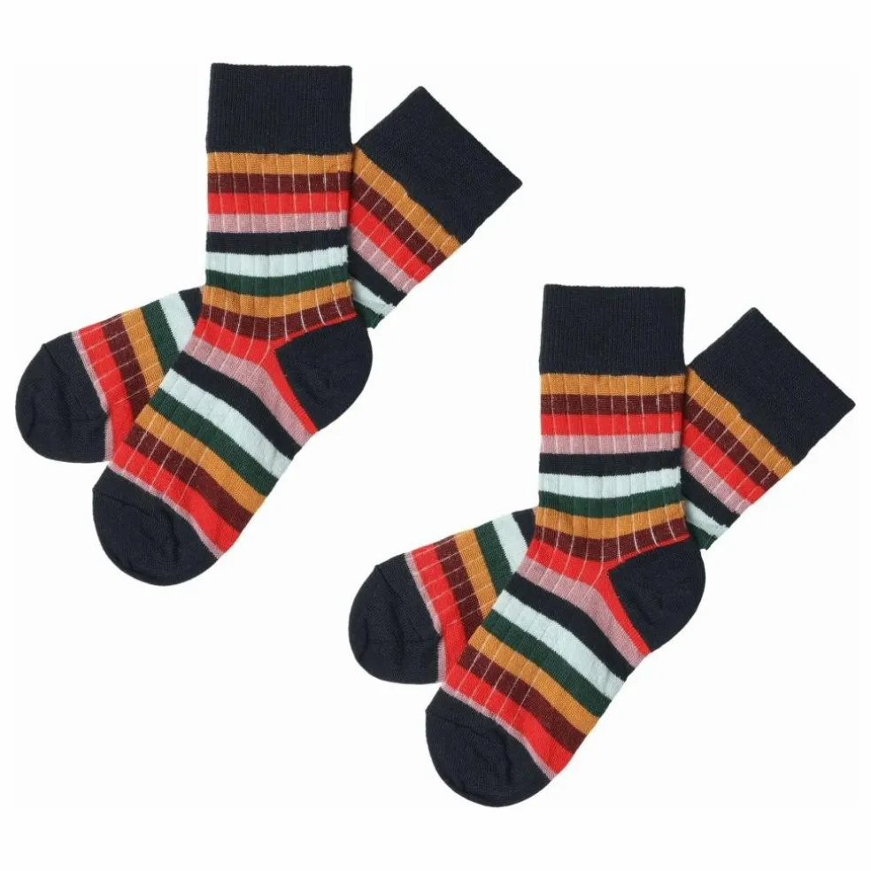 Chaussettes Rayées Laine | Bleu marine