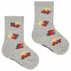 Chaussettes Trains Coton Bio | Gris chiné