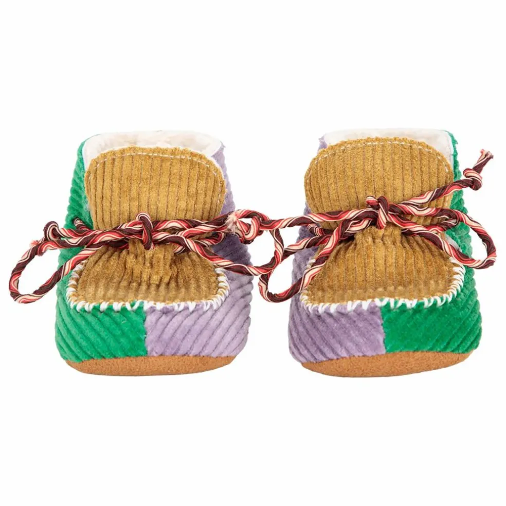 Chaussons Colorblock Velours Côtelé | Marron