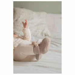Chaussons en tricot et pochon brodé | Taupe