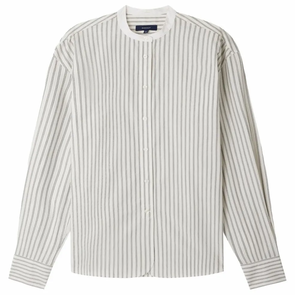 Chemise Bermudes Rayée Coton Bio | Blanc cassé