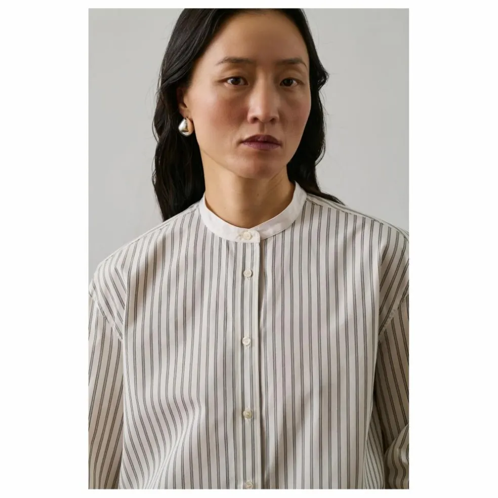 Chemise Bermudes Rayée Coton Bio | Blanc cassé