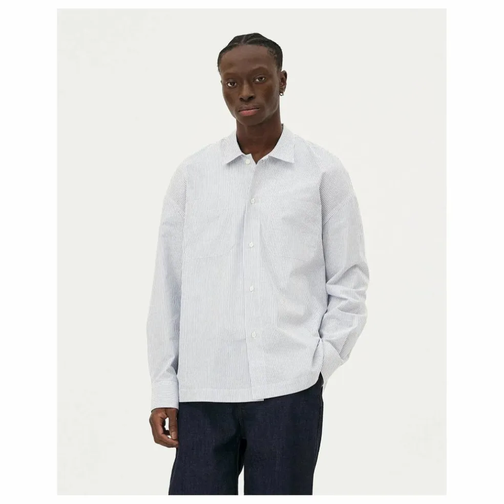 Chemise Bora Rayée Coton Bio | Bleu Clair