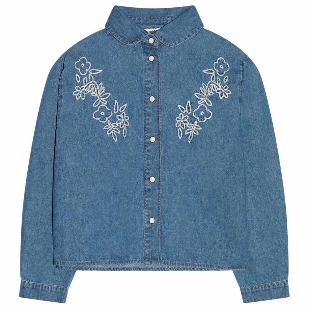 Chemise Courte Brodée Clara | Bleu jean