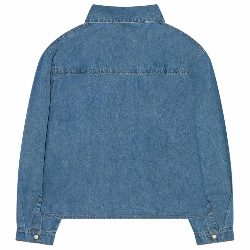 Chemise Courte Brodée Clara | Bleu jean