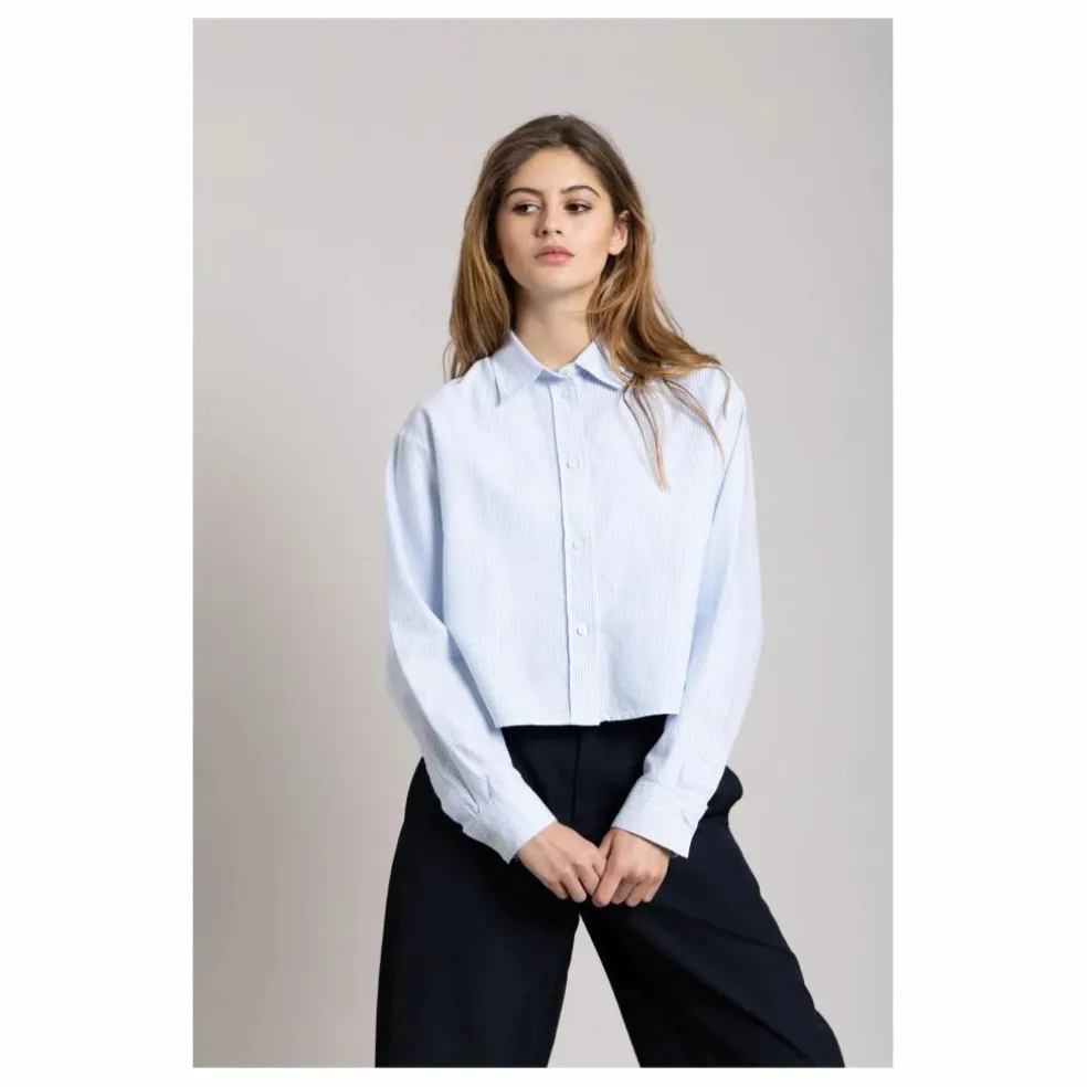 Chemise Courte Chili Rayée | Bleu Glacier