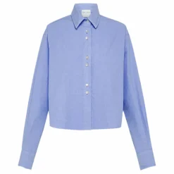 Chemise Crop Popeline de Coton | Bleu Glacier