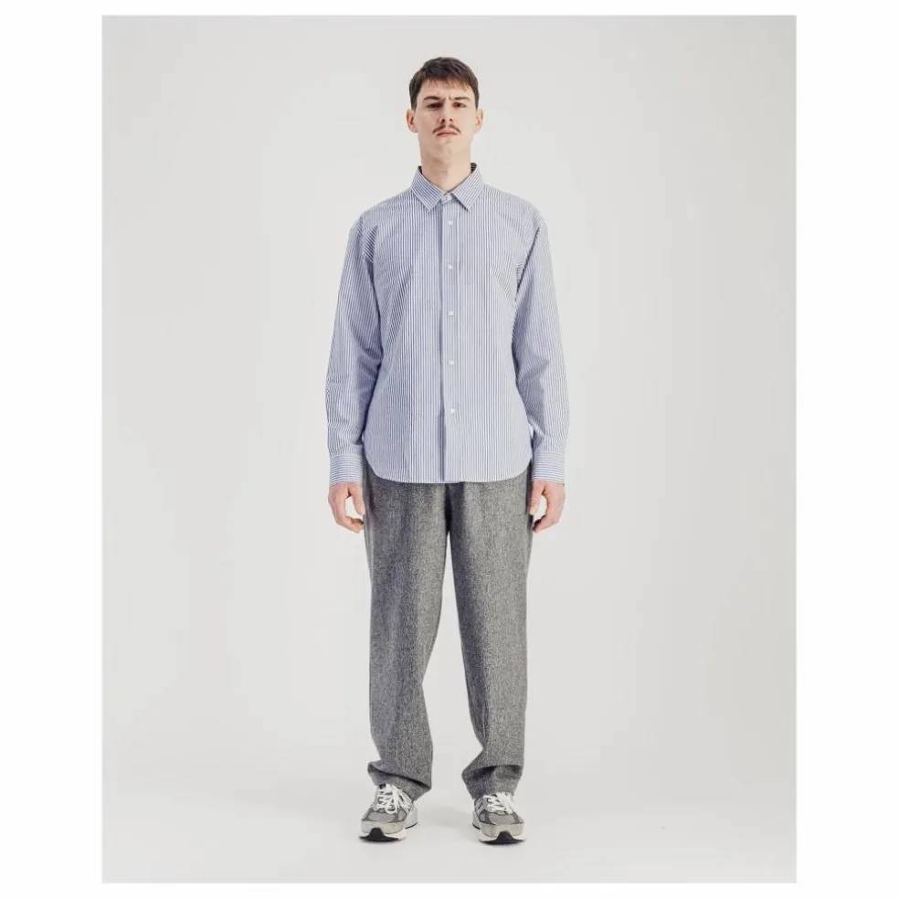 Chemise Daily Rayée Popeline de Coton | Bleu