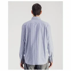 Chemise Daily Rayée Popeline de Coton | Bleu
