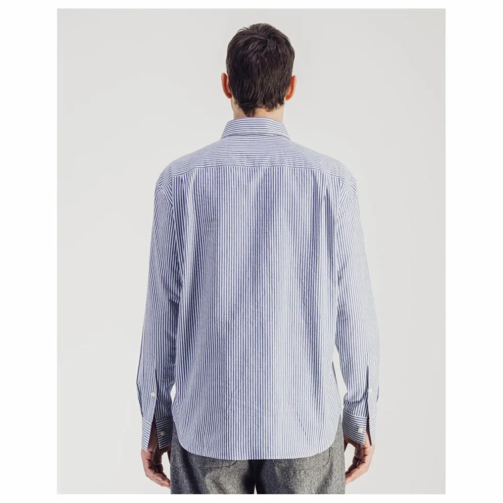 Chemise Daily Rayée Popeline de Coton | Bleu