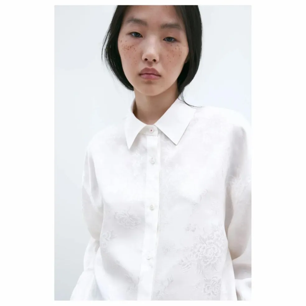 Chemise Fleurs Jacquard | Blanc