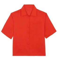 Chemise Manches Courtes Lin | Rouge