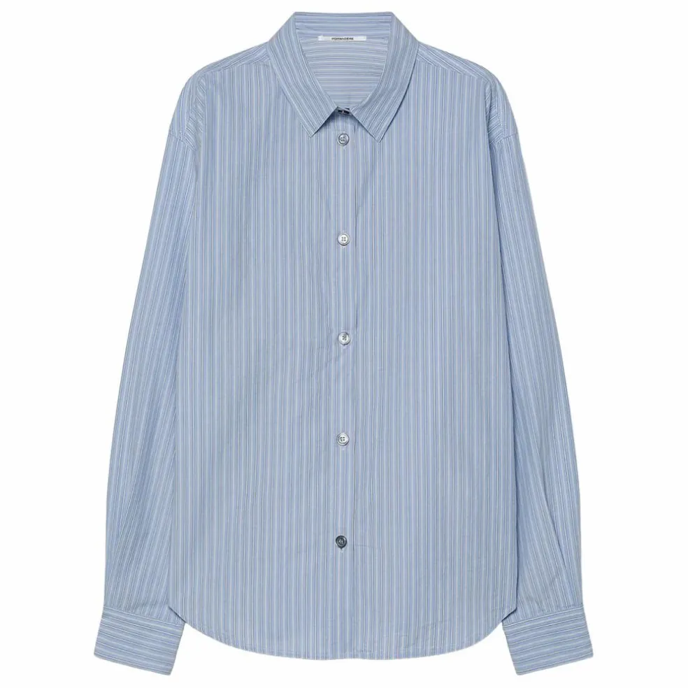 Chemise Rayée Popeline de Coton | Bleu