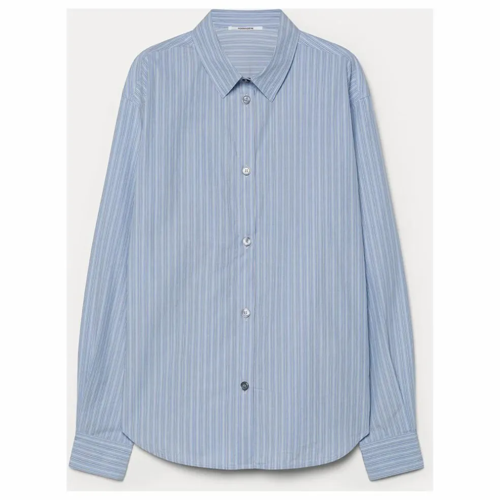 Chemise Rayée Popeline de Coton | Bleu