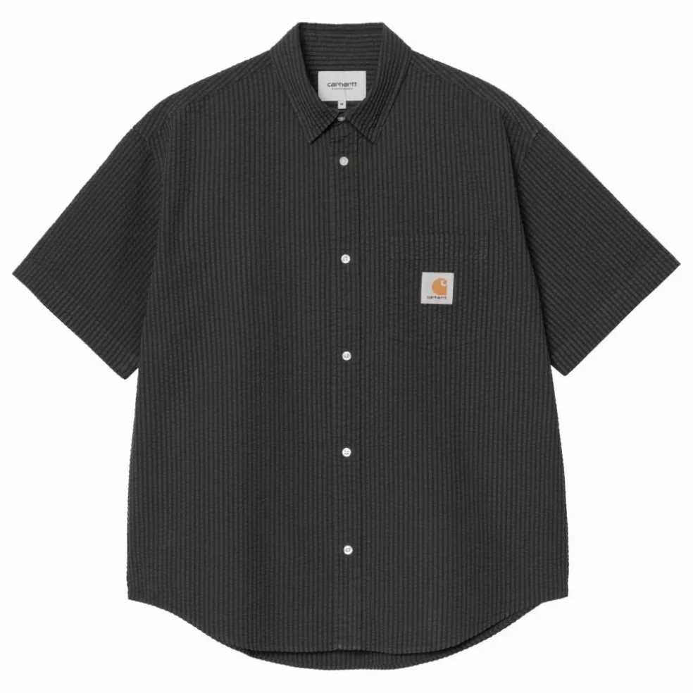 Chemise Toland Rayée Seersucker | Noir