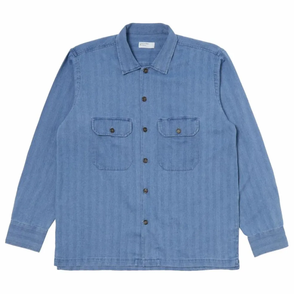 Chemise Utility Herringbone | Washed Blue