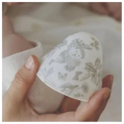 Coffret biberon en silicone médical et doudou lange Augustin le lapin Toile de Jouy - Elhée x Tartine et Chocolat | Gris