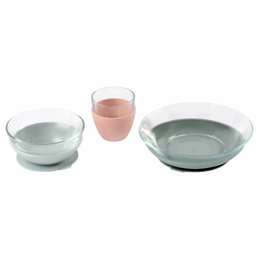 Coffret repas en verre - 3 pièces | Rose