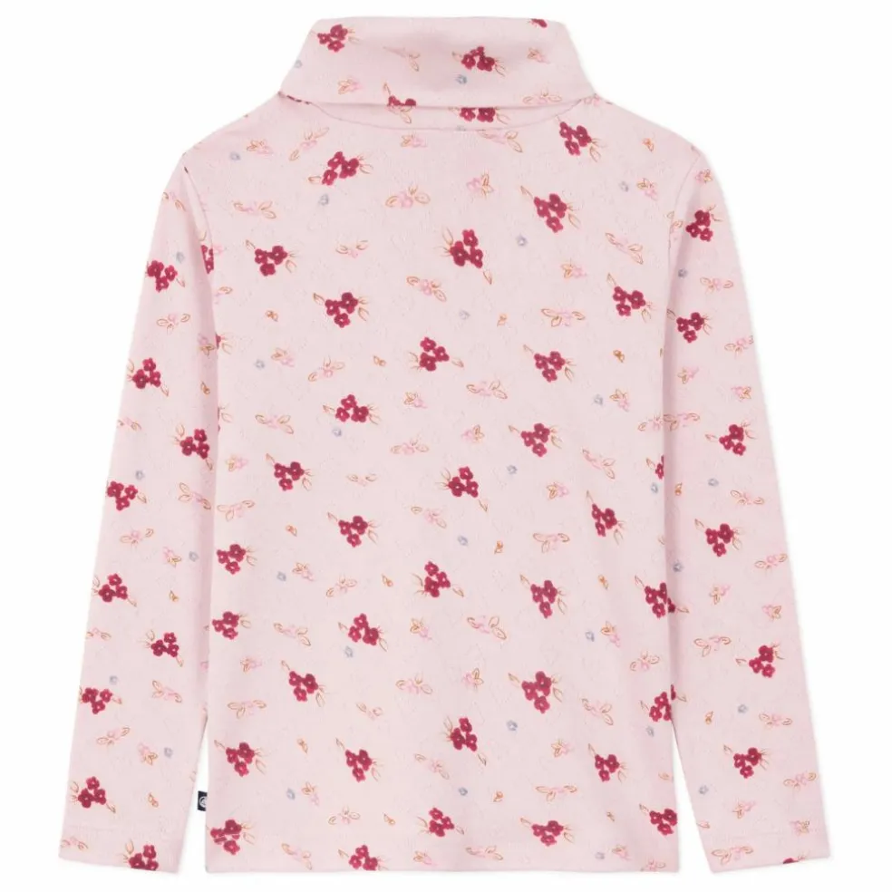 Col roulé Fleuri Pointelle Coton Bio | Rose pâle