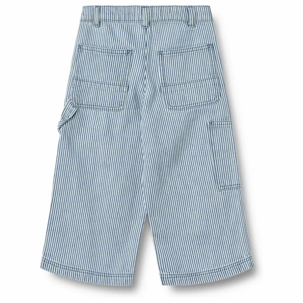 Collaboration Wheat x Pernille Teisbæk - Jean Noppo Rayures Coton Bio | Bleu ciel