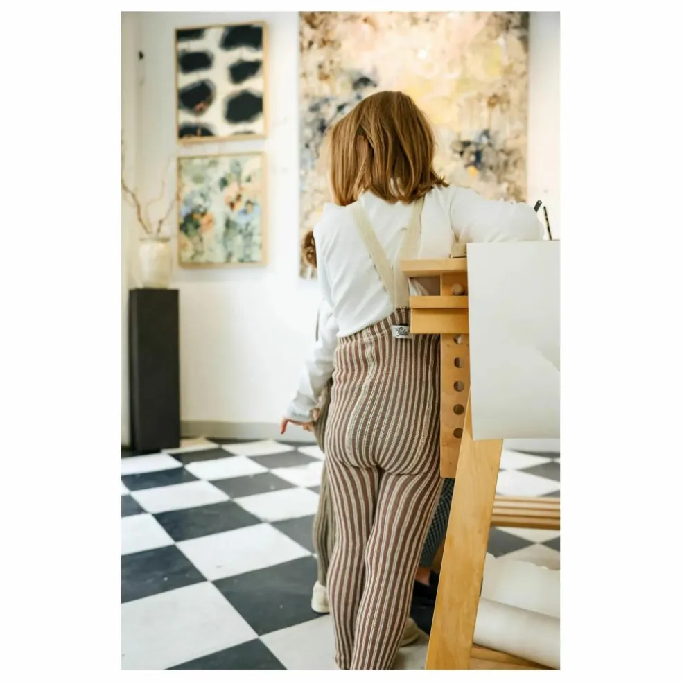 Collants Rayures Coton Bio | Crème