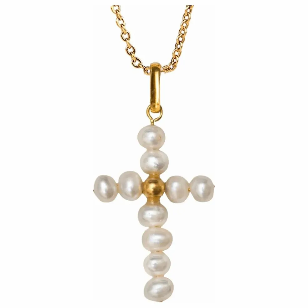 Collier Pearly Cross | Blanc