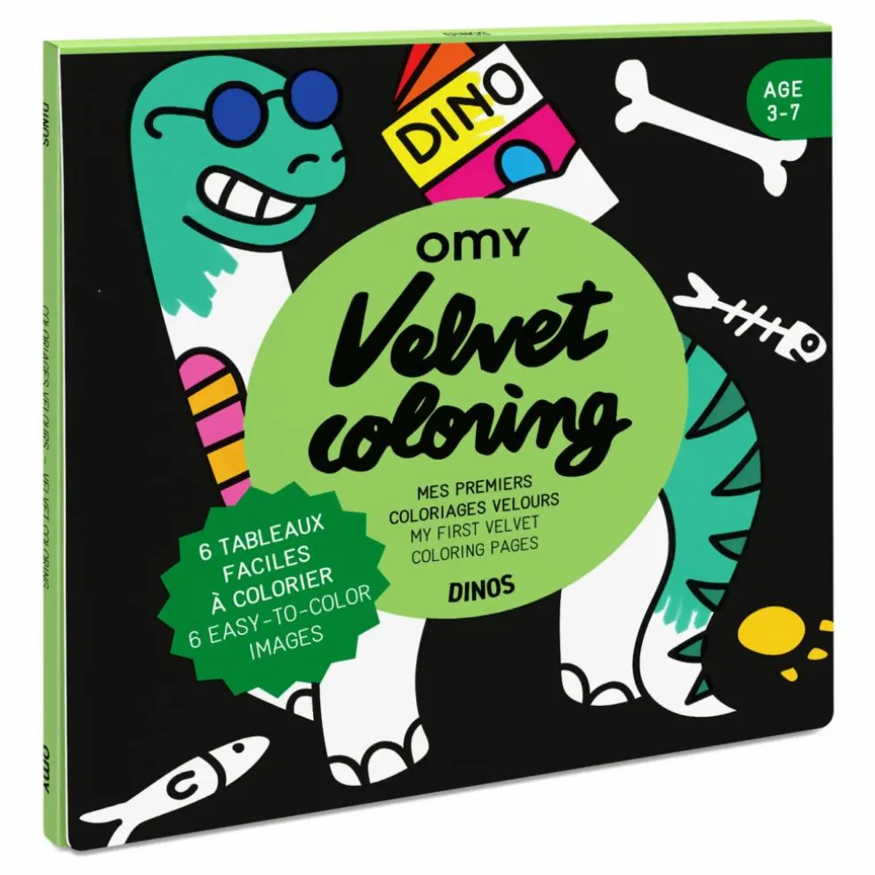 Coloriage velours - Dino | Vert